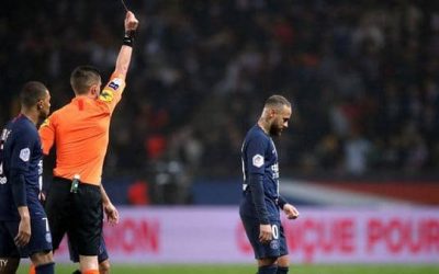 Neymar is sent off in the St Germain quartet victory over Bordeaux